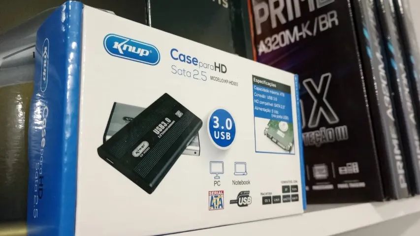 Case Hd Ssd Externo Sata 2.5 Usb 3.0 Notebook Pc Xbox Ps4, acompanha cabo