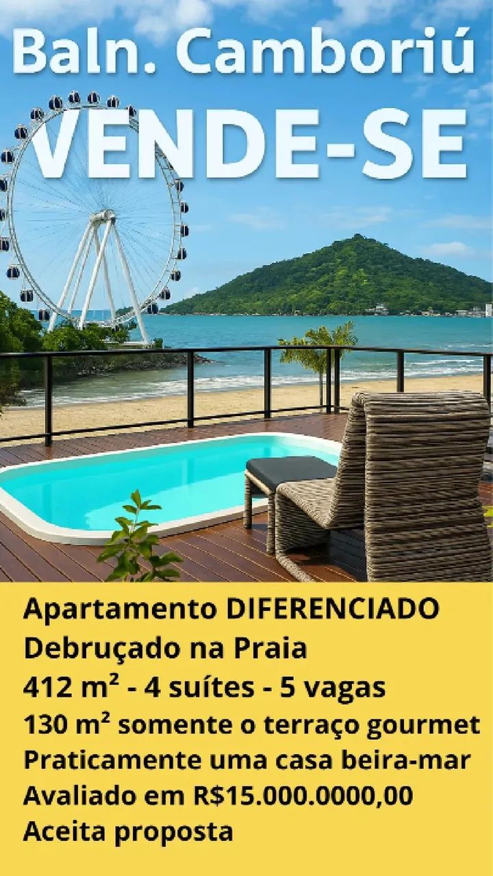 Luxo e exclusividade frente mar em Baln Camboriu. São 412m² com terraço gourmet único,