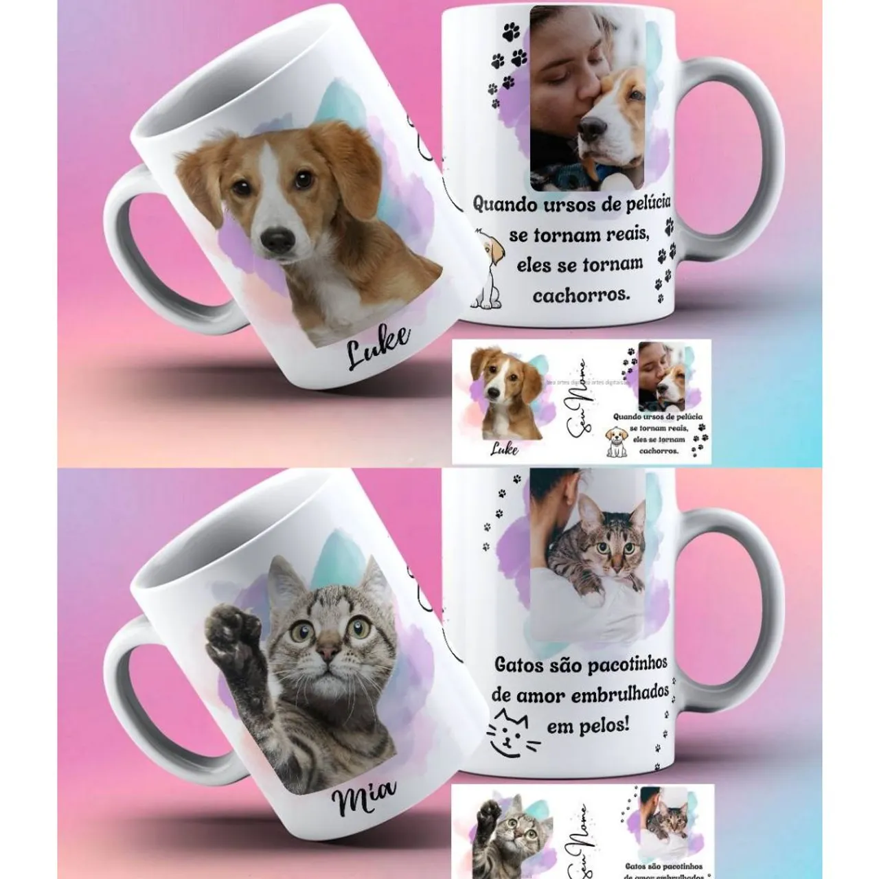 Caneca xícara personalizada pet