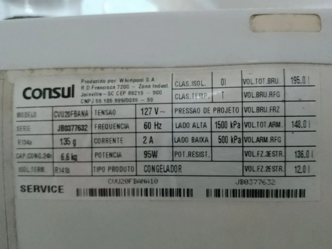 Freezer consul 