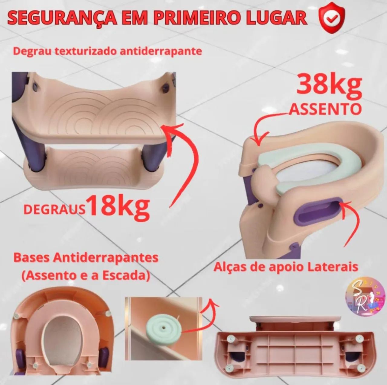 Assento redutor infantil com escada - Foto 5