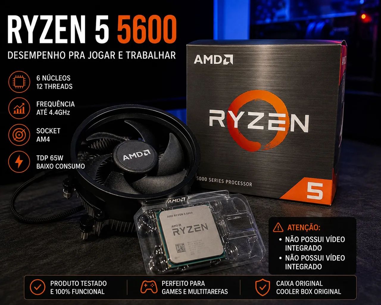CPU AMD Ryzen 5 5600 BOX Ryzen 5 5600+caixa+cooler box original - Processadores - Monte