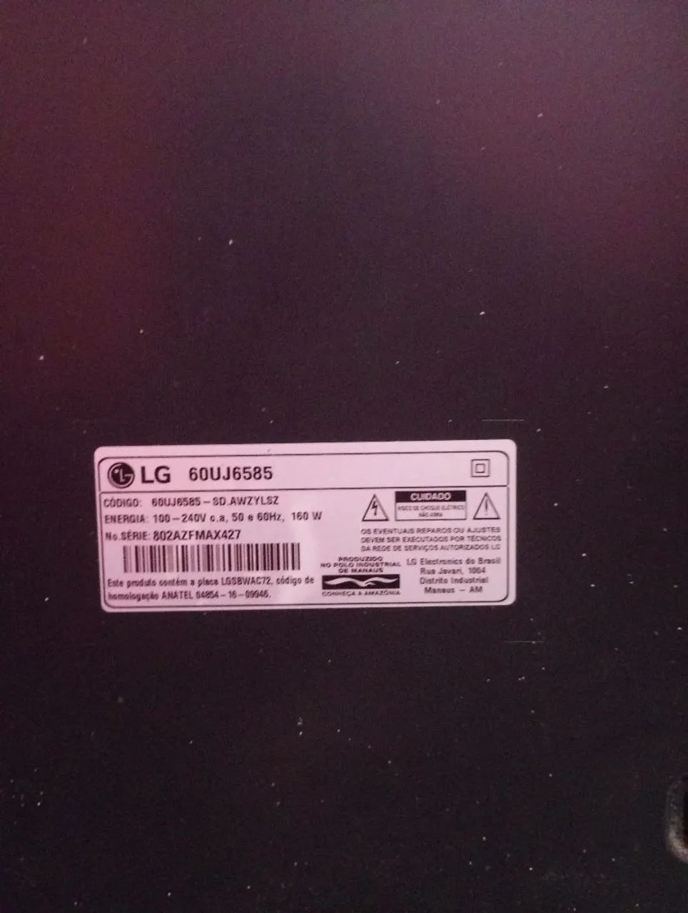 Tv LG com deito na placa 60 polegadas 