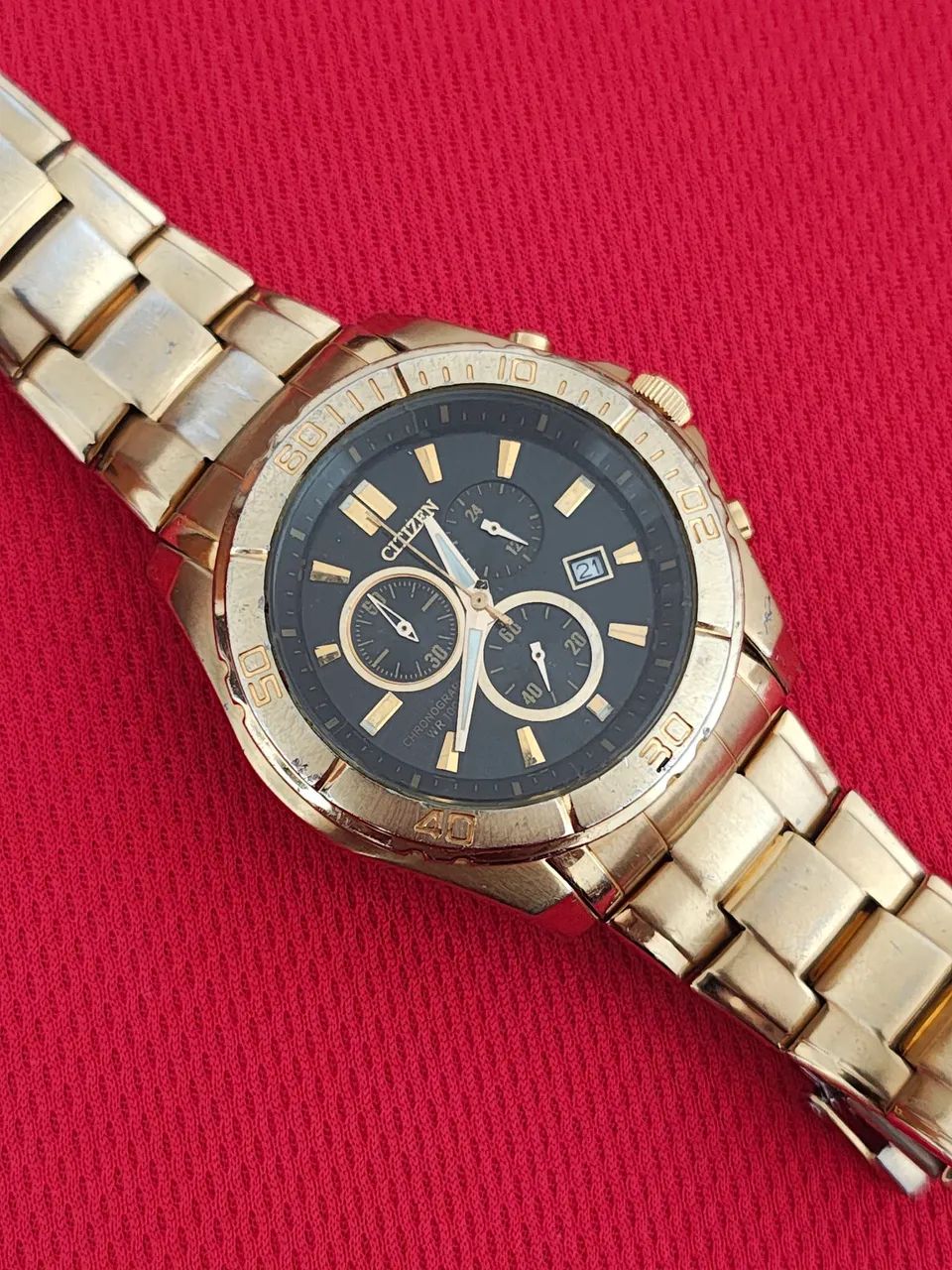 Relógio Citizen cronógrafo AN7102 Dourado F500 - Foto 2