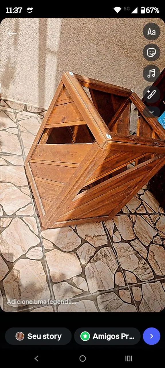 Mesa de madeira com tampa de vidro  - Foto 3