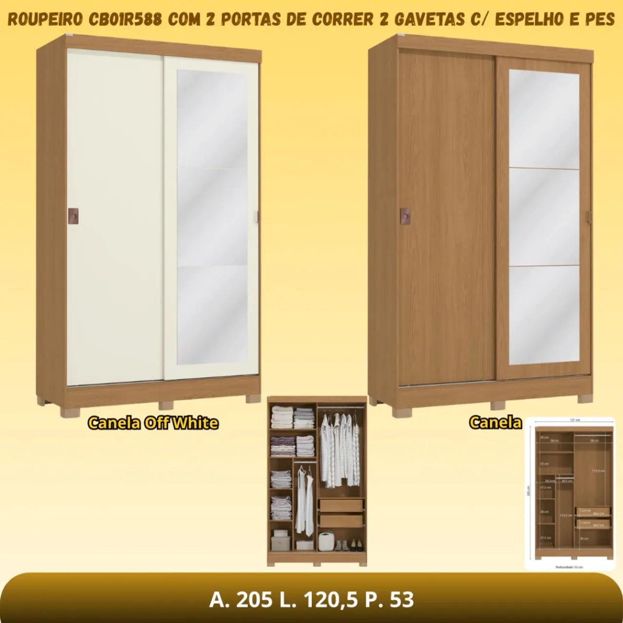 Guarda Roupa solteiro com espelho 