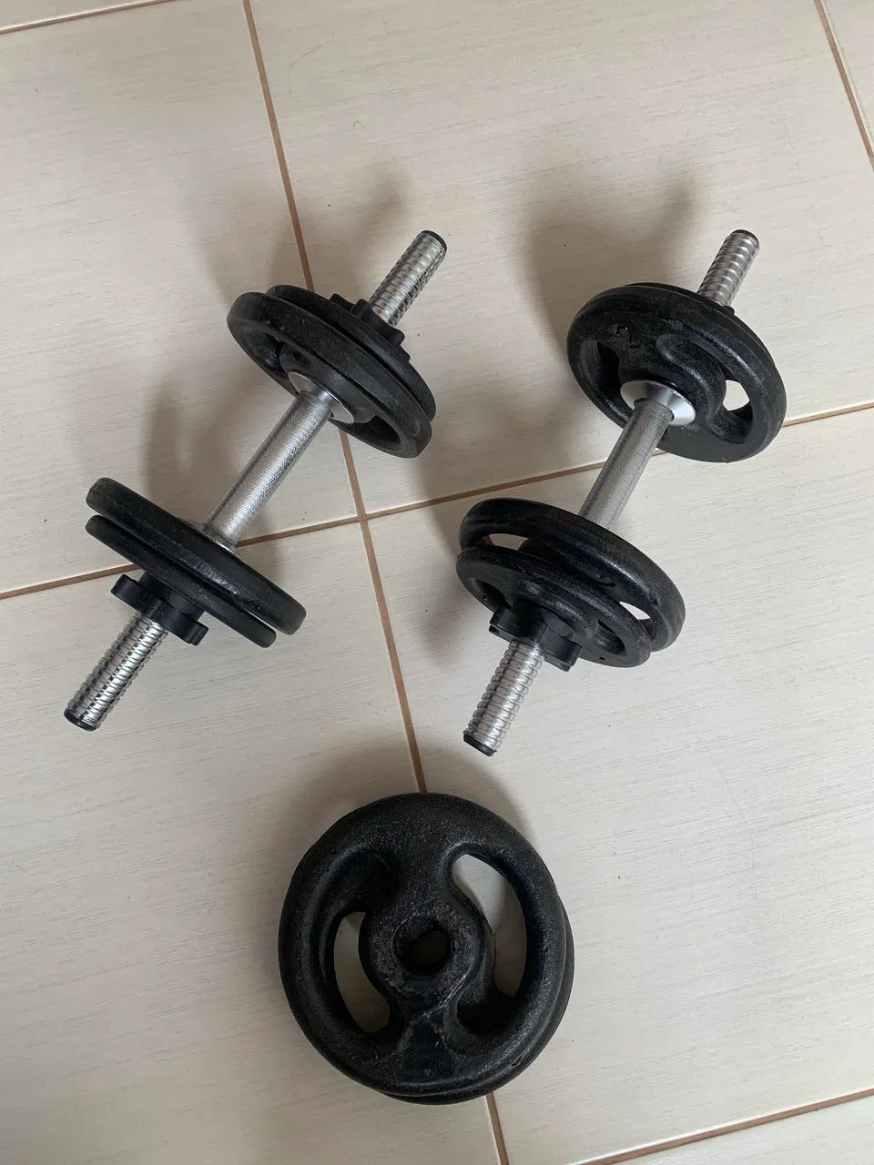 Kit 2 Halteres Reguláveis + Anilhas 1kg, 2kg e 3kg - Ferro