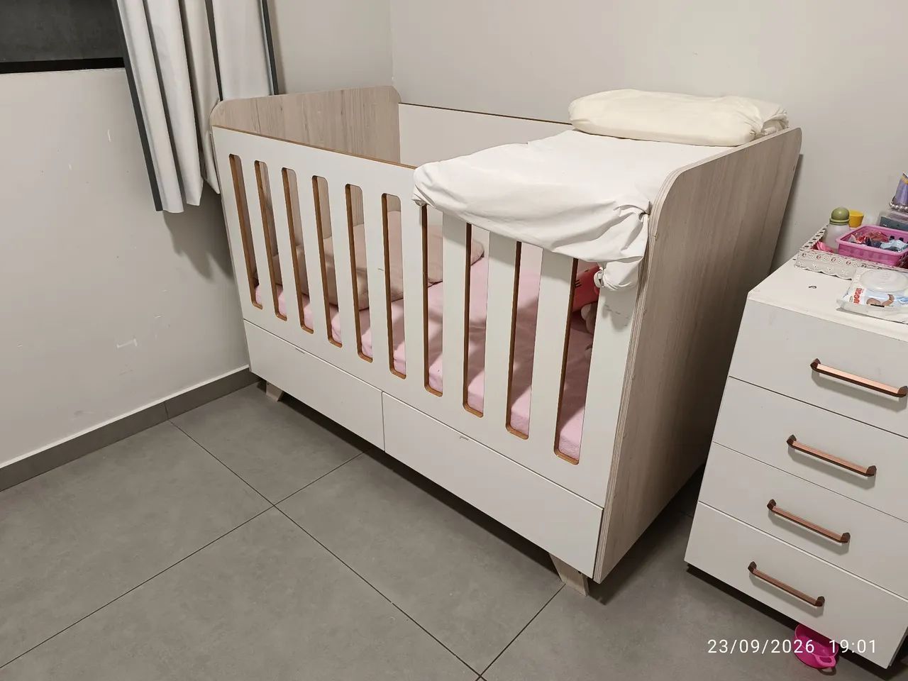 Berço MDF - Acompanha colchão e lençol - Foto 2