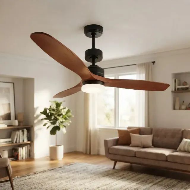 Ventilador De Teto 3 Pás Preto Mogno Com Led Multicolor  - Foto 2