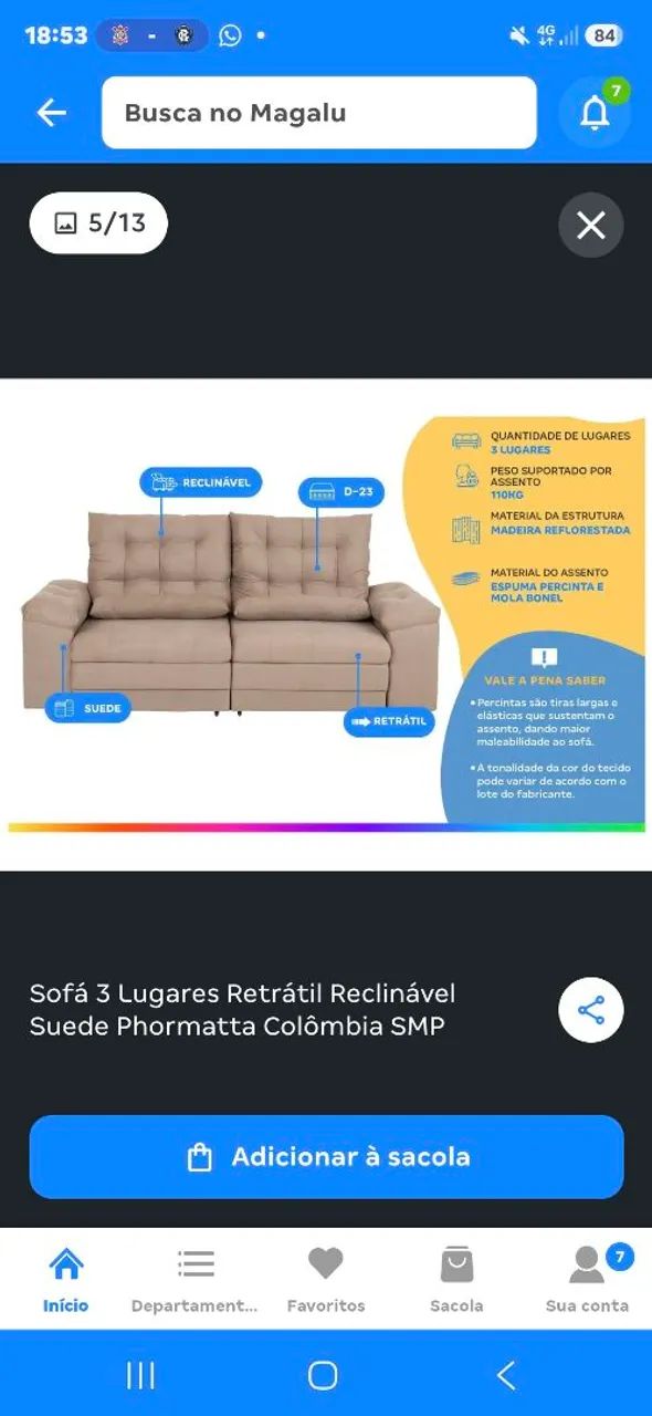 Sofa 3 lugares reclináveis retratil  - Foto 5