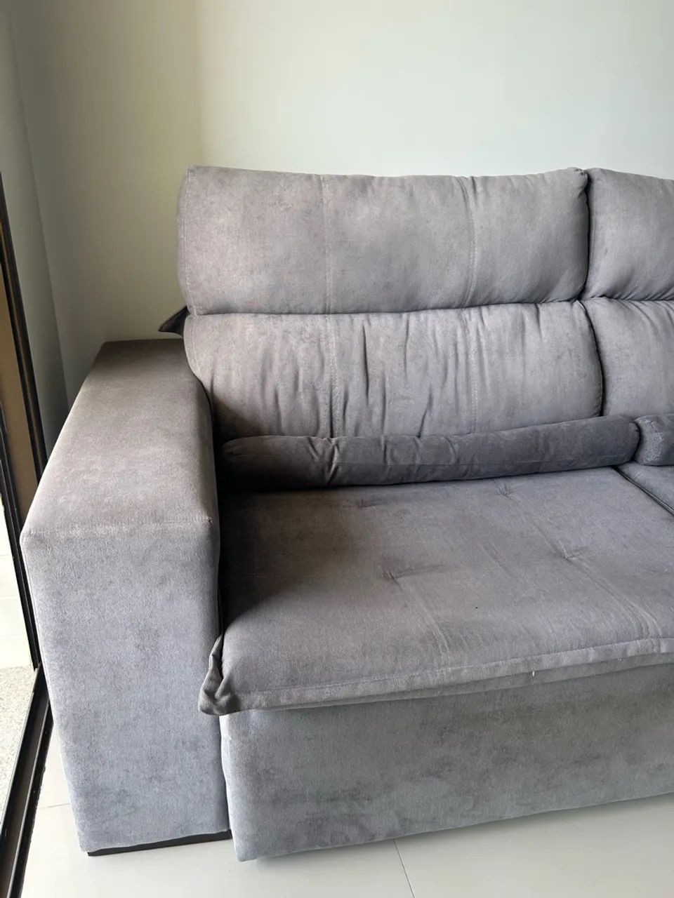 Sofá Retrátil e Reclinável Cinza 2.30m x 90cm - Foto 3