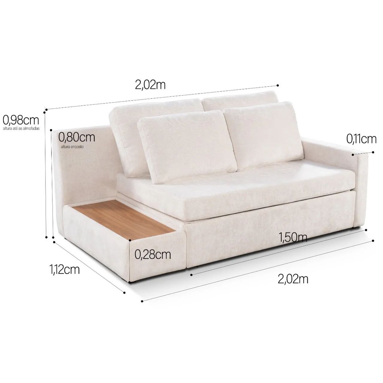 Sofá Cama Allure Ref.8006 2,02 m Linho Bege - GRALHA AZUL/ pronta entrega  - Foto 5