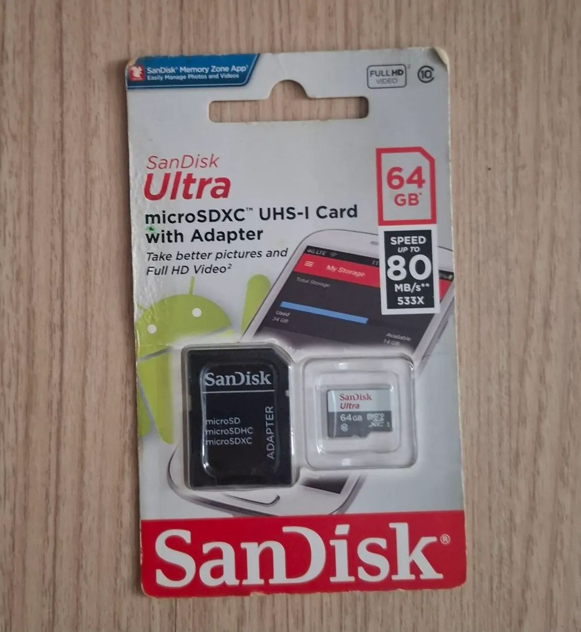 MICRO SDXC 64GB SANDISK UHS-I CARD with ADAPTER