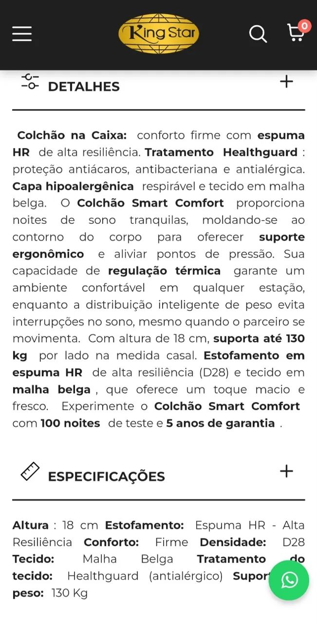 Colchão de Casal Kingstar - Foto 3