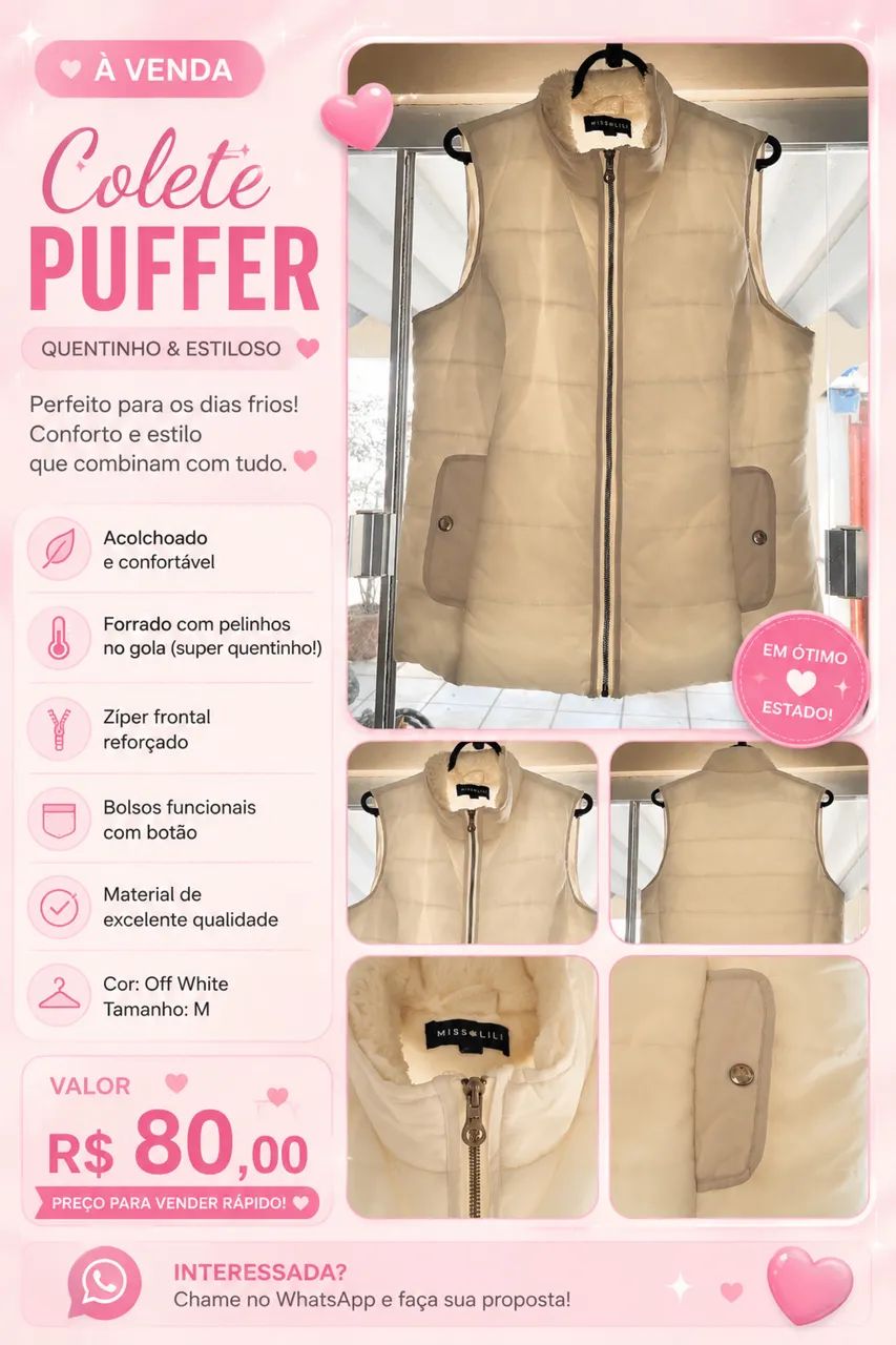 COLETE PUFFER OFF-WHITE
