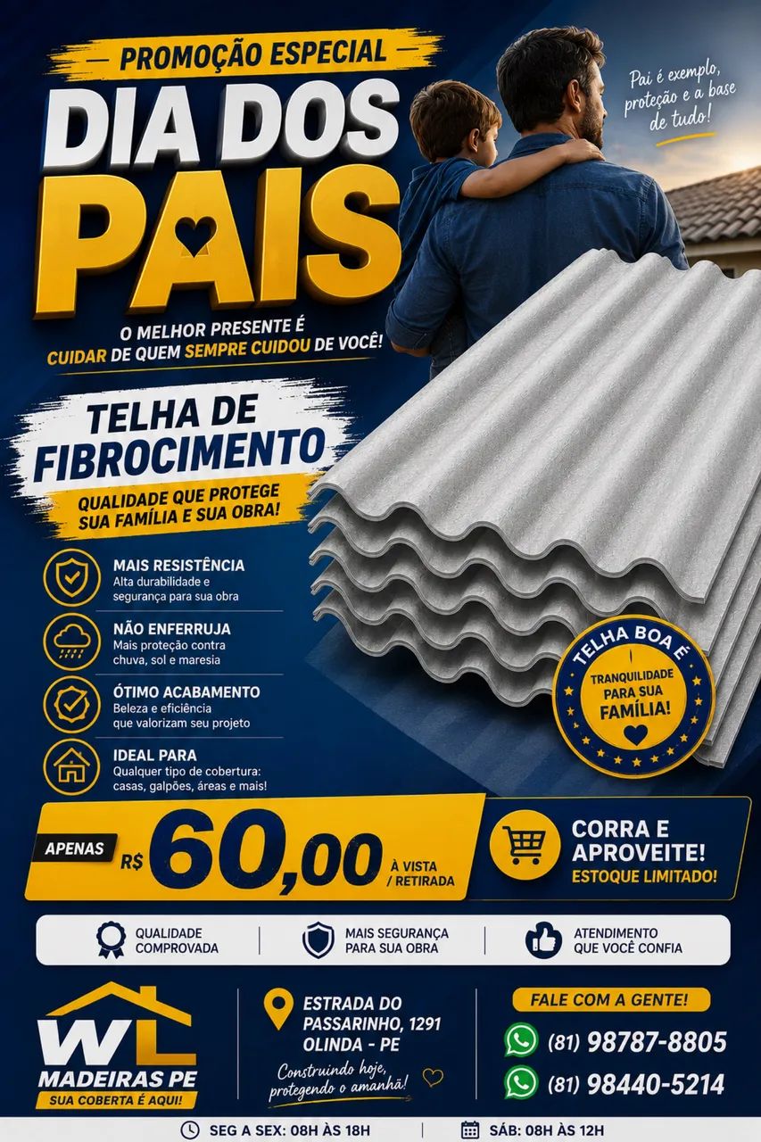 PROMOÇÃO DE TELHAS - ESPECIAL DIA DIS PAIS