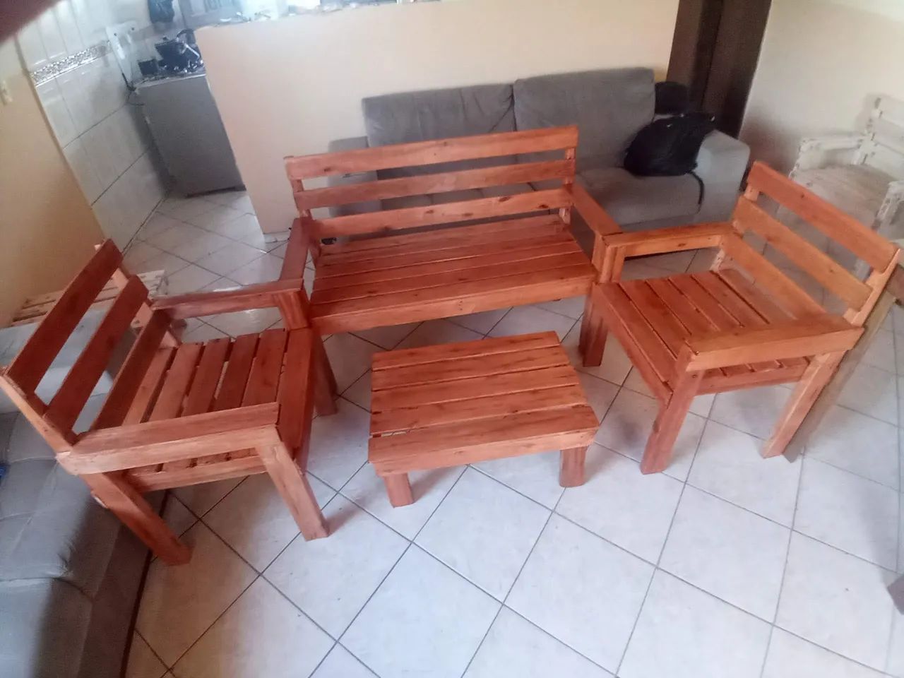 Conjunto de varanda rústico 