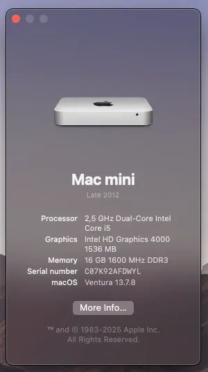 Mac mini Apple Late 2012 - Core i5 | 16GB RAM | SSD - Computadores