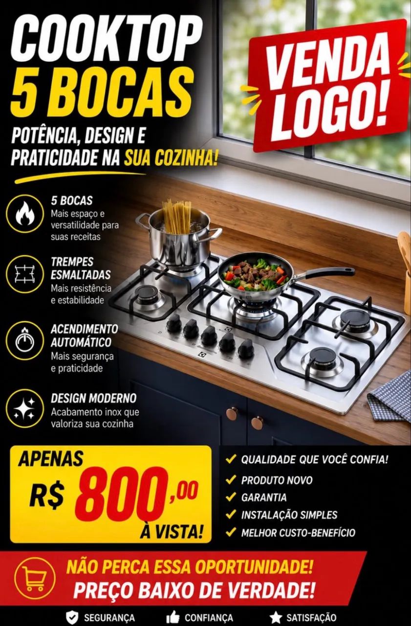Cooktop 5 bocas Eletrolux inox - Foto 4