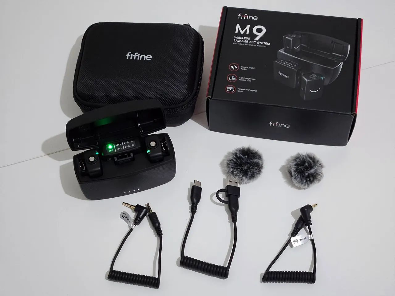 FIFINE M9 - Microfone de Lapela Sem Fio Duplo