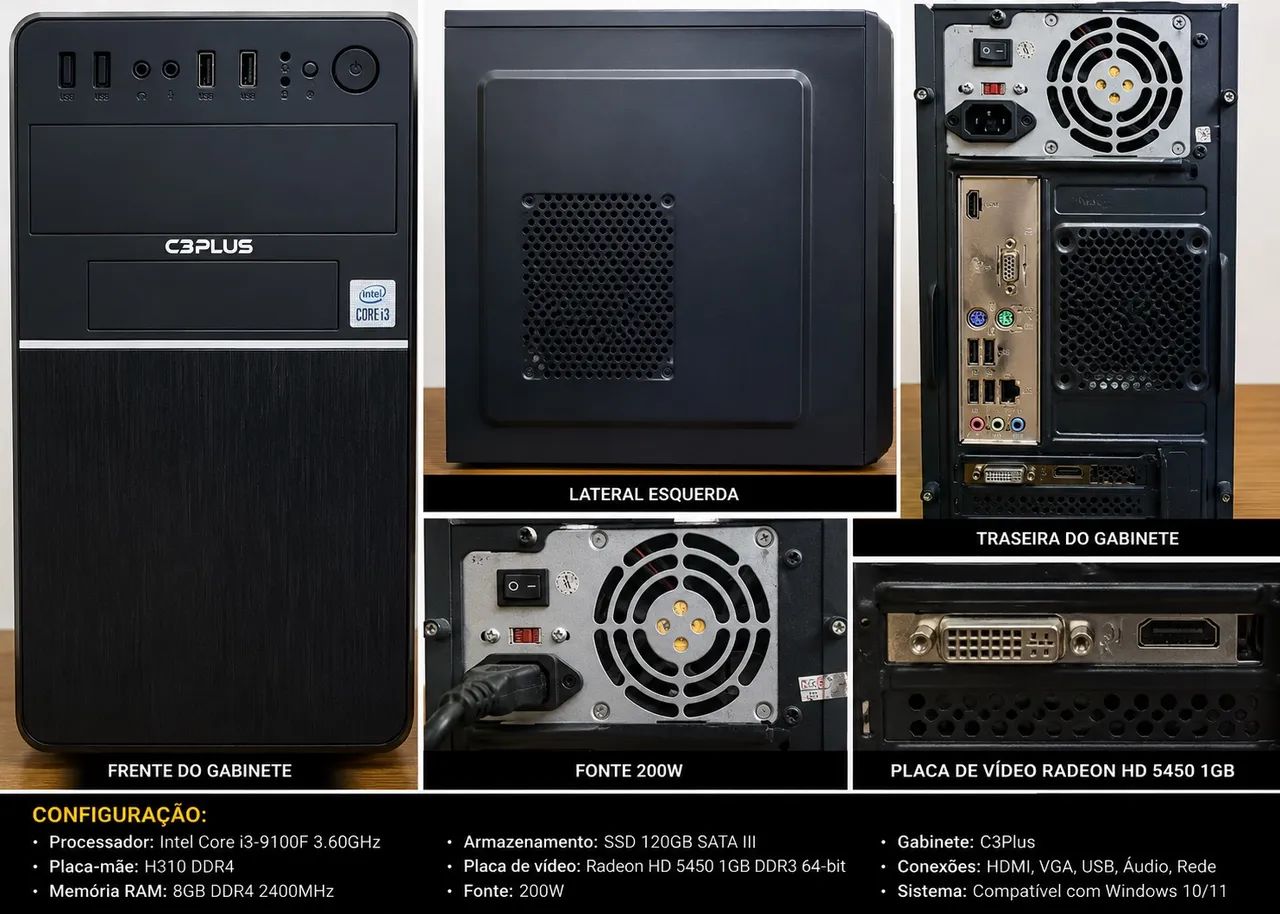 Computador PC Intel Core i3-9100F | 8GB RAM | SSD 120GB | Radeon HD 5450 1GB - Foto 5