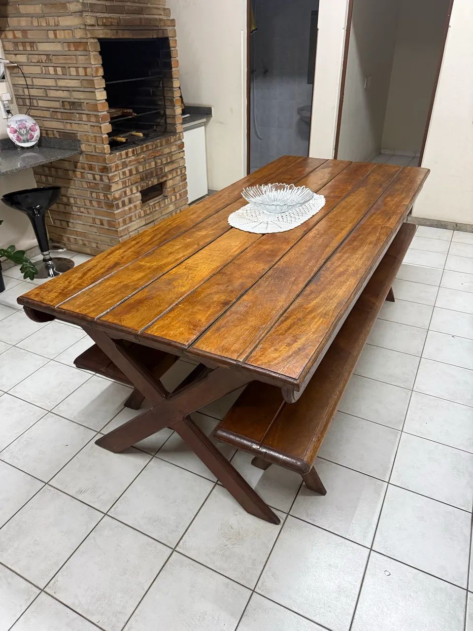 Mesa de madeira Maciça 2,5X1 M - Foto 4
