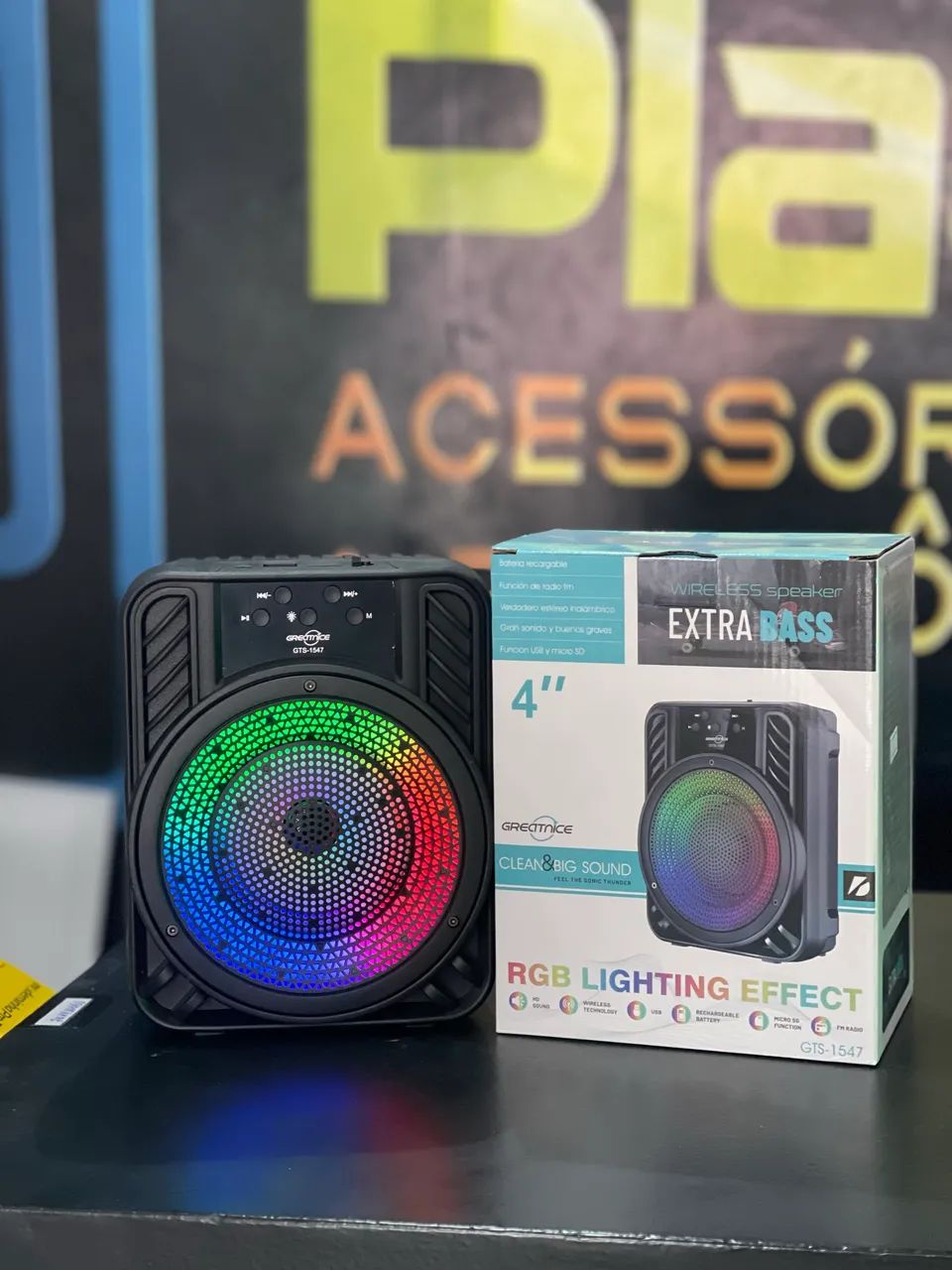 Alto-falante portátil de 3 polegadas, rádio pequeno, luz FM Gts-1545