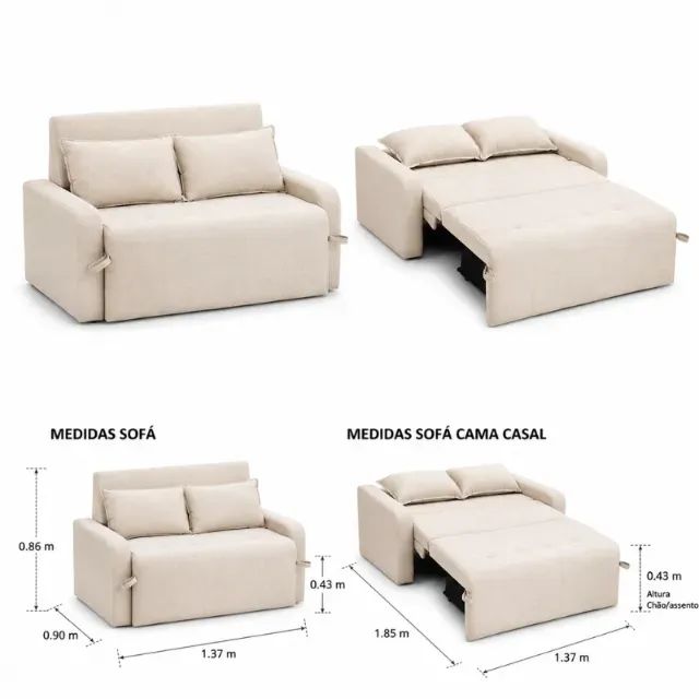 Sofá Cama Amora  1,40m  Linho   Novo  Pronta Entrega - Foto 3