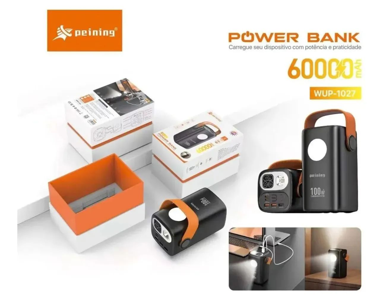 Power bank 60 mil mah Peining turbo starlink bateria portátil WUP-1027 - Foto 4