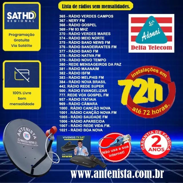 Parabólica Vivensis SATHD Regional instalada em sua casa e com 2 anos de garantia. - Foto 4