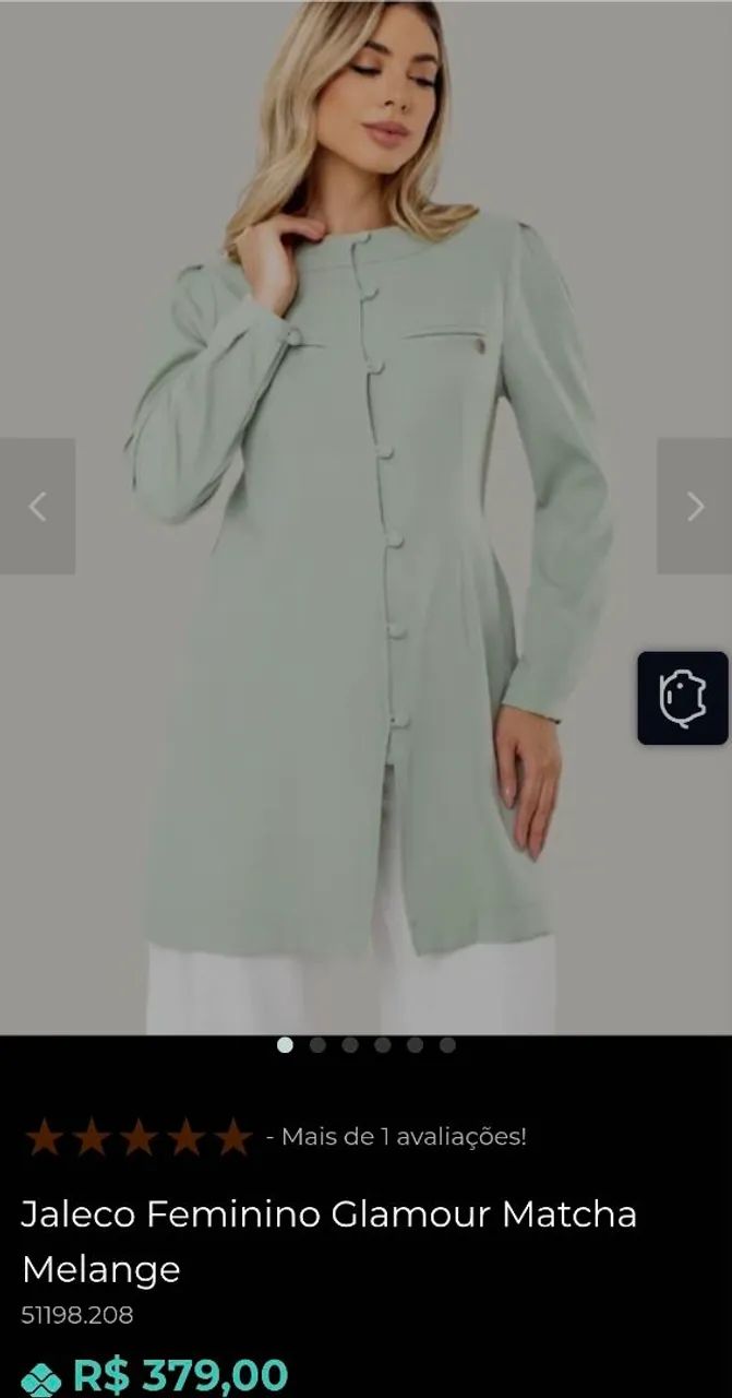 Jaleco Risco Fino Glamour Matcha - (GG) 