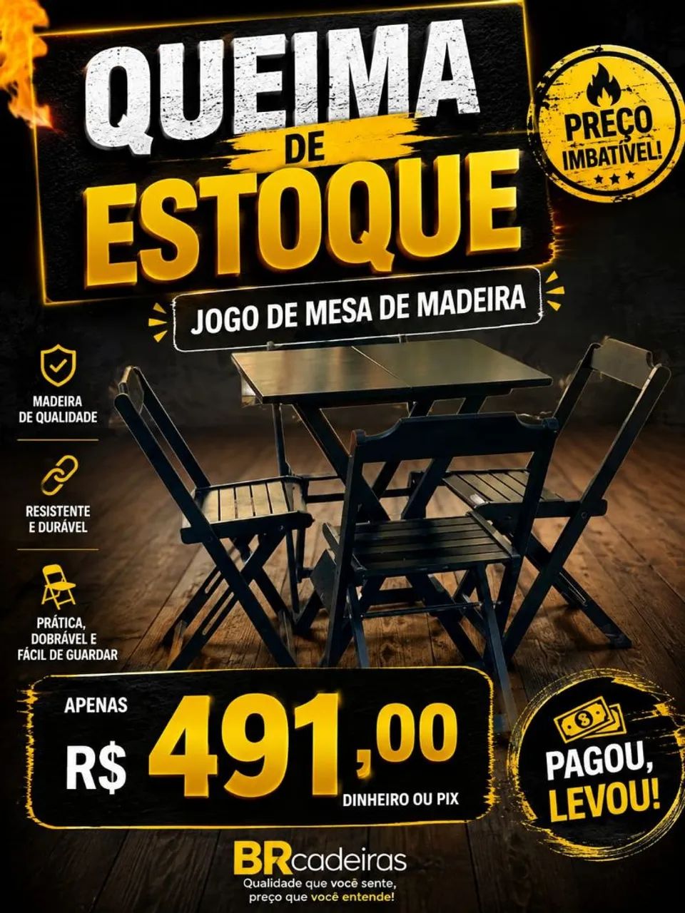 SUPER PROMOÇÃO CADEIRA E MESA DE MADEIRA 