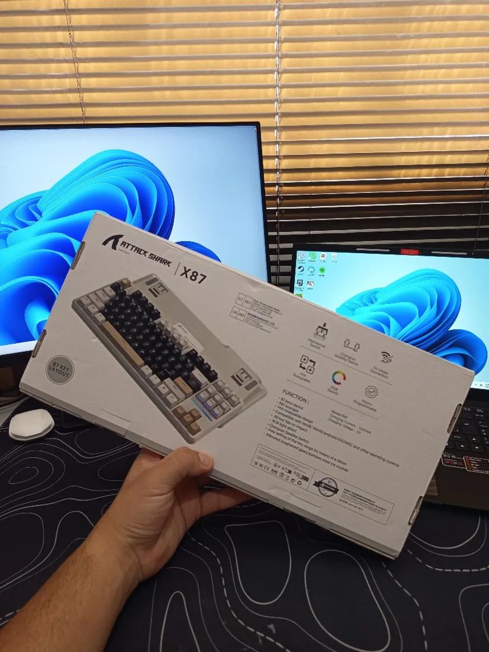 Teclado Mecânico Tri-Mode Attack Shark X87 (  - Foto 2