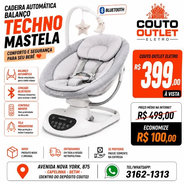 CADEIRA AUTOMÁTICA DE BALANÇO NOVA MASTELA -  A MAIS QUERIDA DAS MAMÃES - SUPER BARATO!