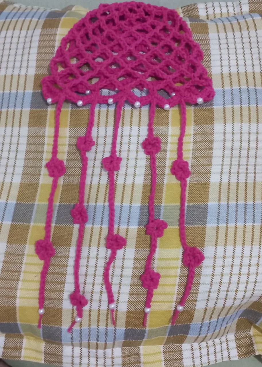Touca headpiece em crochê  - Foto 2