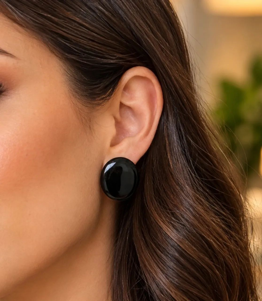 Brinco Preto Oval