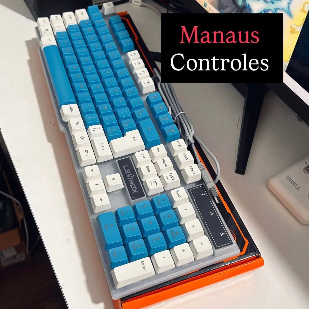 Teclado gamer branco com azul - Foto 2