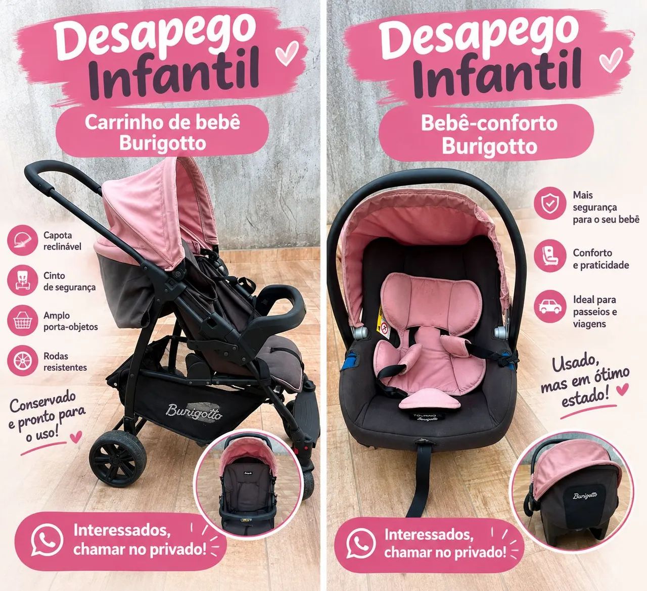 Carrinho de bebê + bebê conforto 