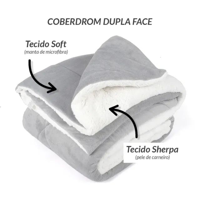 Cobertor Pele Carneiro Cobertor Queen Size Cinza Dupla Face