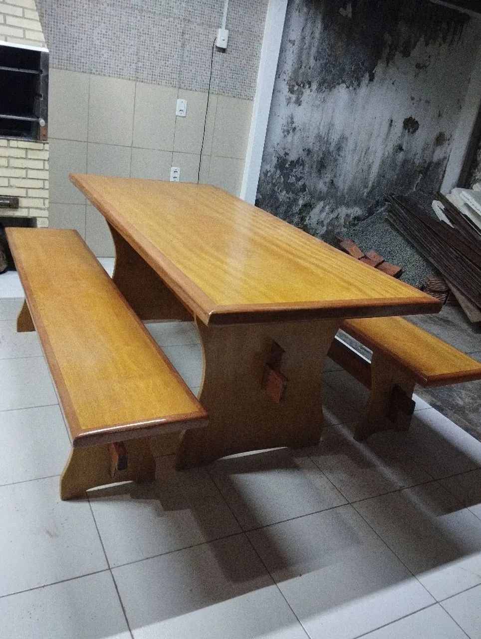 Mesa rústica com 2 bancos - Foto 2