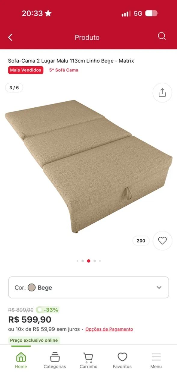 SOFÁ-CAMA 2 LUGARES USADO - Foto 3