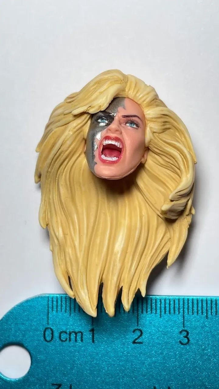 Marvel Legends - cabeça personagem loira gritando - p/ boneco legends ideal p/ custom - Foto 3