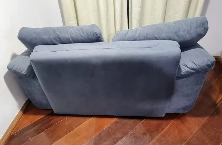 Sofá 2 Lugares Suede Azul ? Espuma Firme  - Foto 4