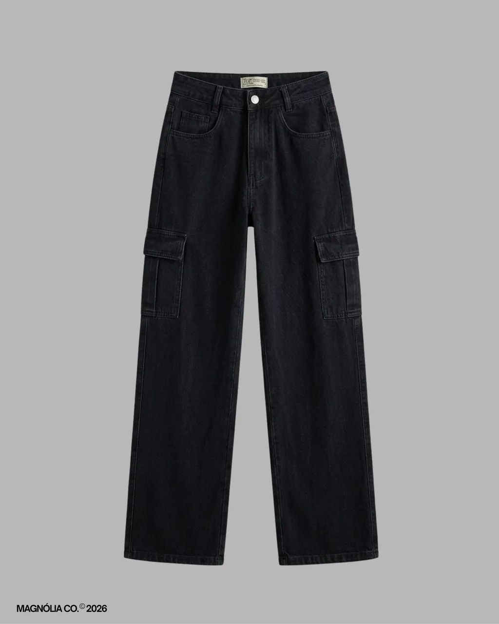 calça wide cargo preta