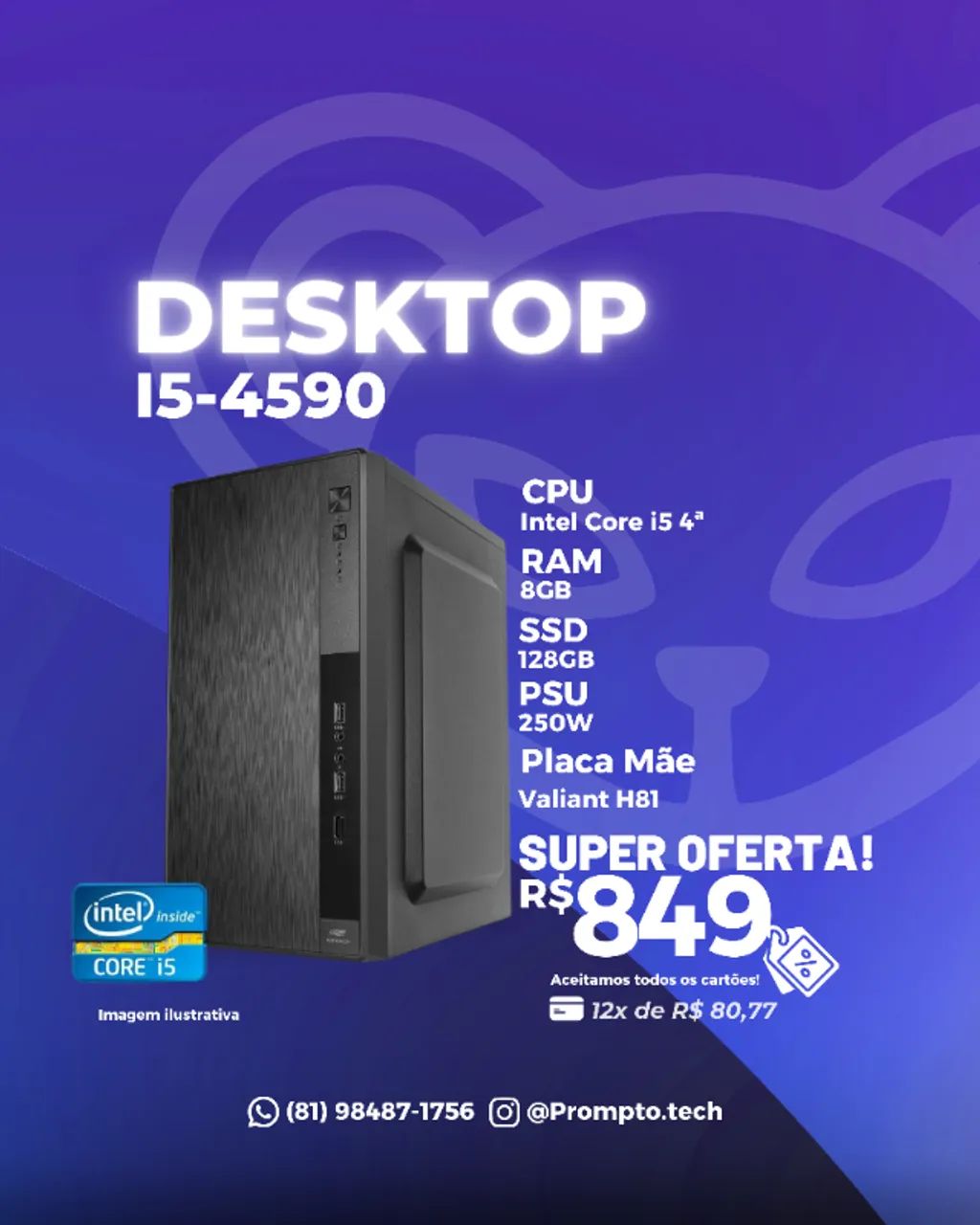  Computador i5 com mouse e teclado - ideal para trabalho e estudos