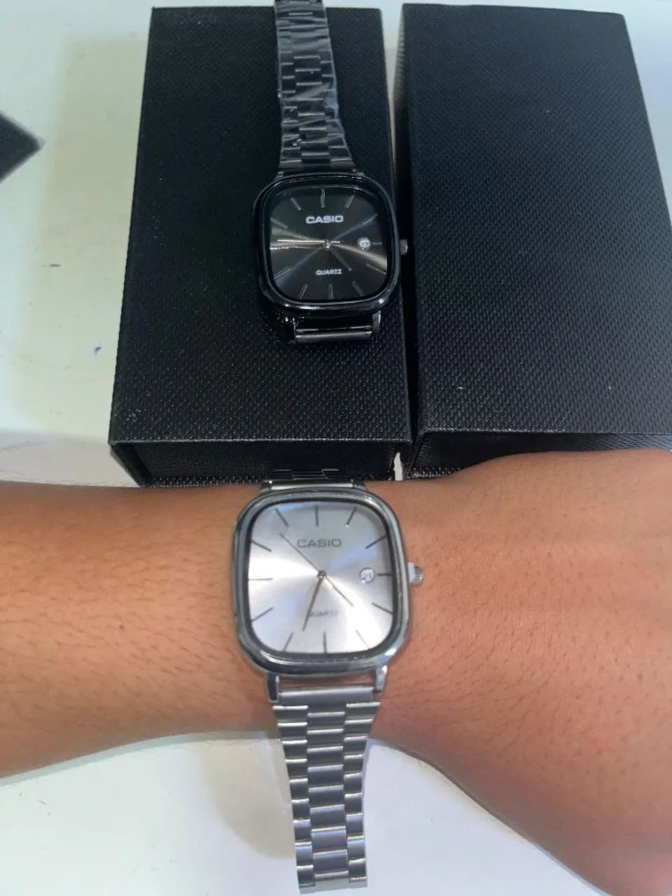 KIT 2 RELÓGIOS CASIO QUARTZ (PRETO E PRATA) - Foto 5