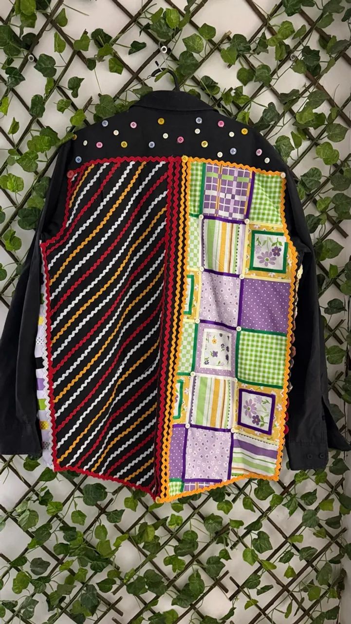 Camisa Preta John Vincent Customizada Patchwork Artesanal - Foto 2