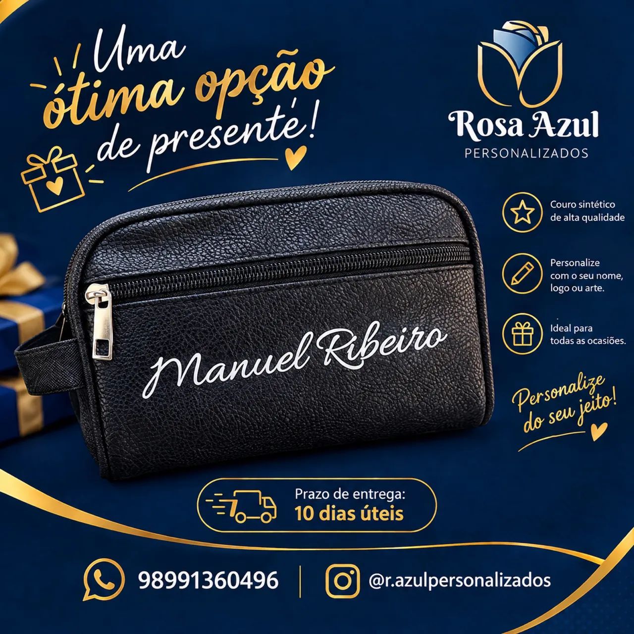 Necessaire de couro sintético personalizada  - Foto 2
