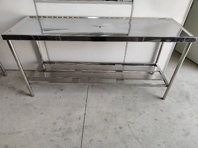 Mesa Industrial em Inox 2,20x0,70x0,90 Estrutura Reforçada 