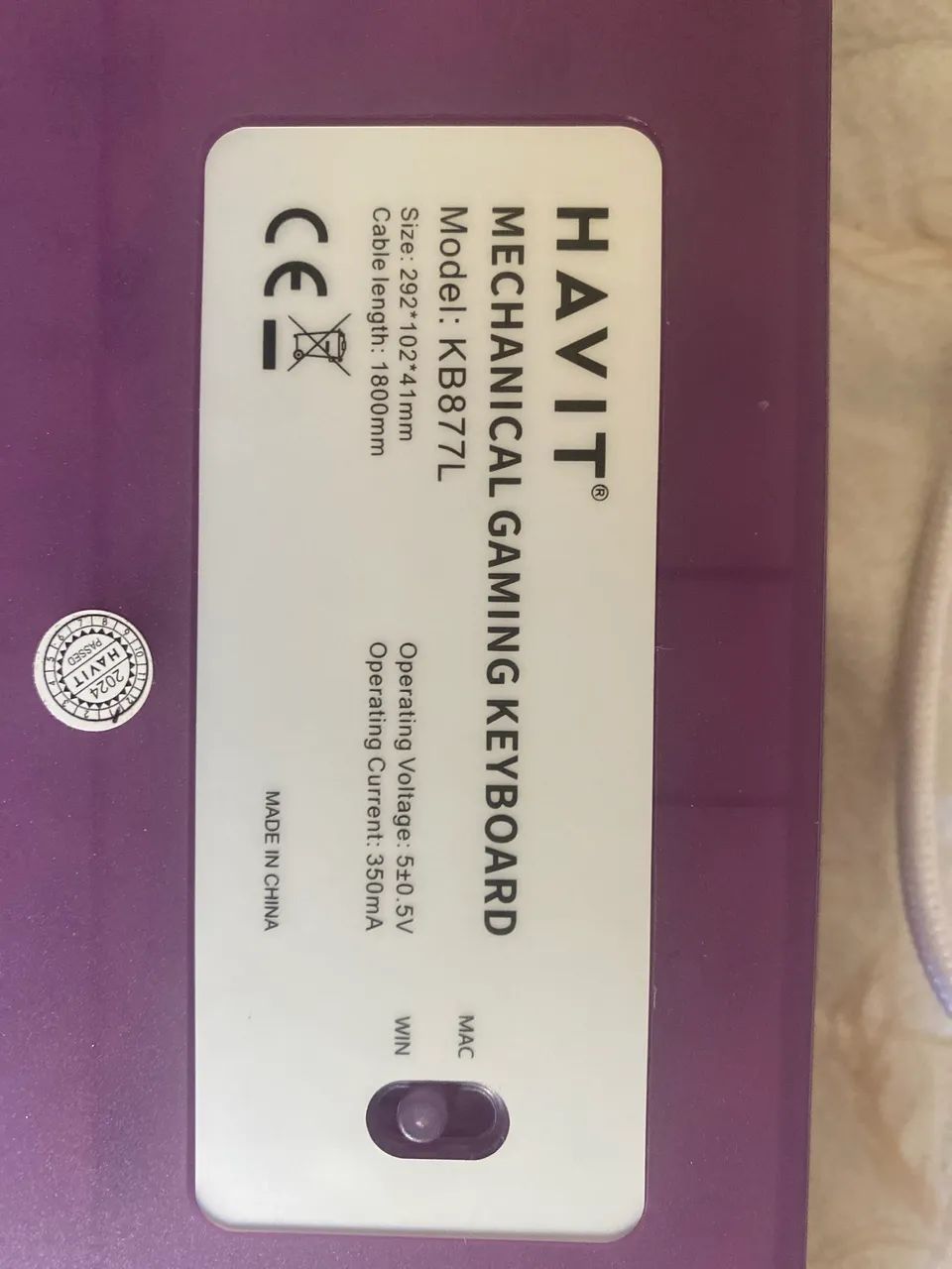 Teclado Mecânico Havit KB877L Branco/Lilas - Foto 4